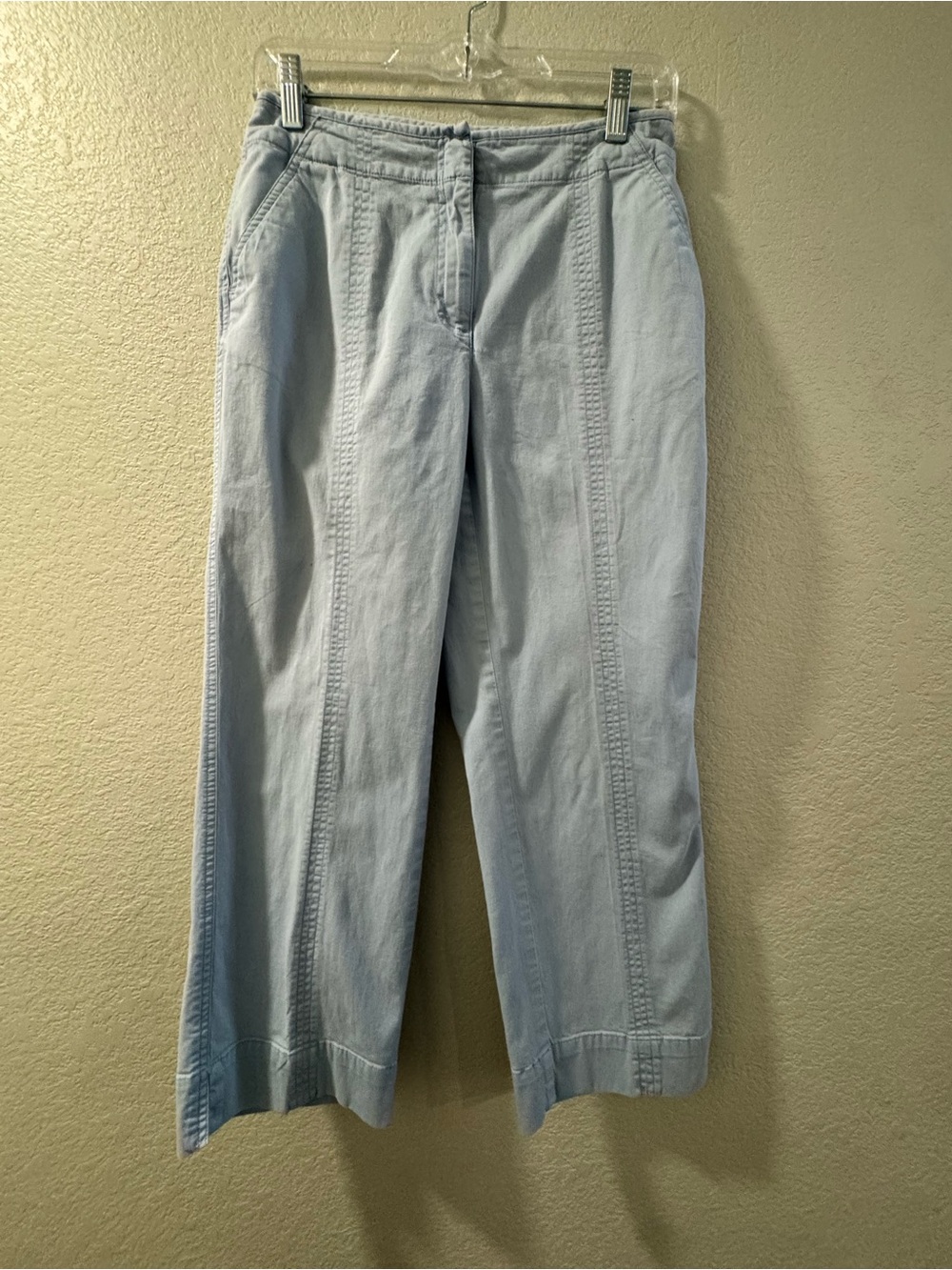 Talbots Light Blue Utility Wide-Leg Cropped Pants
